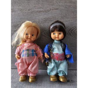 Vintage FAMOSA Los Cuentos de Barriguitas Aladdin & Jasmin Dolls 1980s